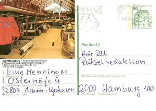 AK / Ansichtskarte 73919211 Bueckeburg Hubschraubermuseum