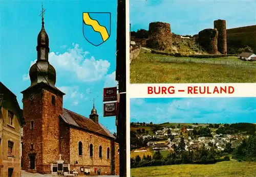 AK / Ansichtskarte 73919219 Reuland_Burgreuland_Burg-Reuland_Belgie Kirche Schlossruine Panorama