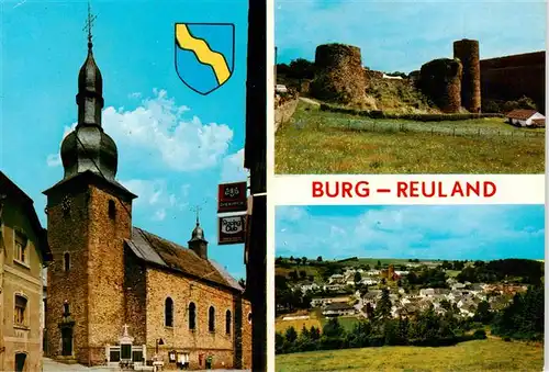 AK / Ansichtskarte 73919222 Reuland_Burgreuland_Burg-Reuland_Belgie Kirche Schlossruine Panorama