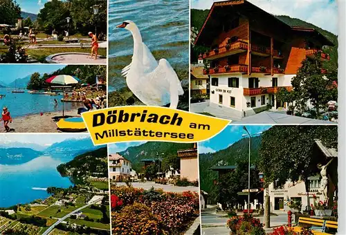 AK / Ansichtskarte  Doebriach_Millstaettersee Minigolf Strandpartien Gasthof zur Post Fliegeraufnahme Ortspartie