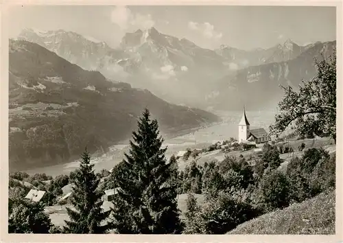 AK / Ansichtskarte  Amden_SG Mattstock Panorama mit Kirche