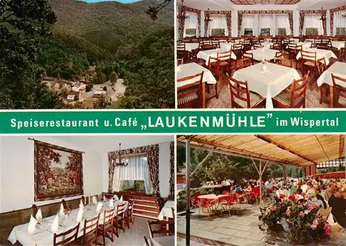 AK / Ansichtskarte  Laukenmuehle_Bad_Schwalbach Speiserestaurant und Cafe Laukenmuehle Gastraeume Terrasse