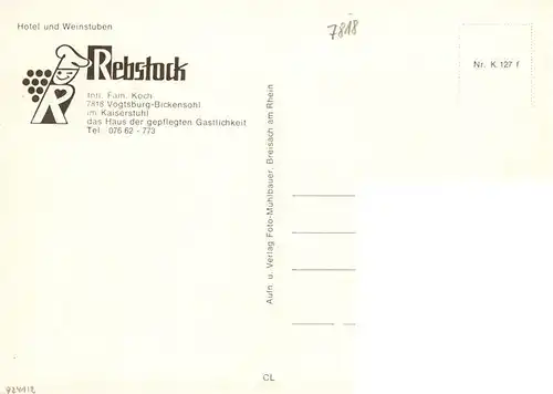 AK / Ansichtskarte  Bickensohl_Vogtsburg_Kaiserstuhl Hotel und Weinstuben Rebstock