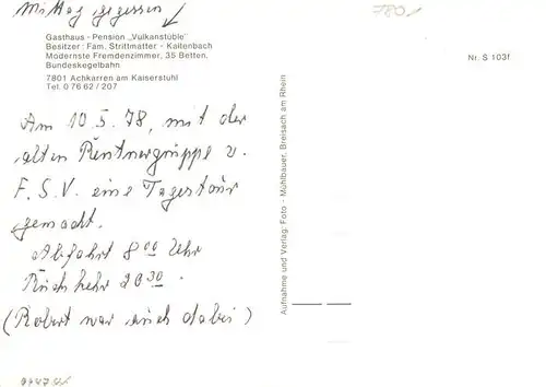 AK / Ansichtskarte 73919460 Achkarren Gasthaus Vulkan Stueble