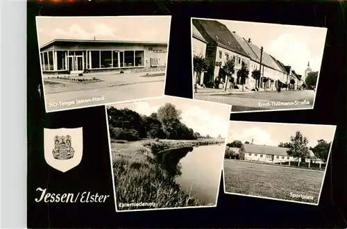 AK / Ansichtskarte  Jessen_Elster HO Tempo Jessen Nord Ernst Thaelmann Strasse Elsterniederung Sportplatz