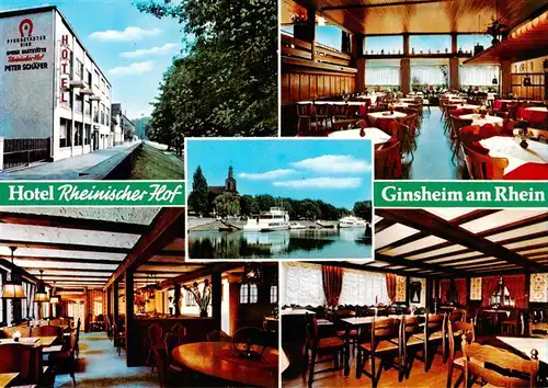 AK / Ansichtskarte  Ginsheim_Mainz Hotel Rheinischer Hof Gastraeume Rheinpartie