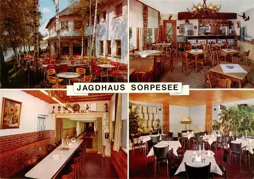 AK / Ansichtskarte 73919624 Langscheid_Sorpesee Cafe Restaurant Jagdhaus Gastraeume Kegelbahn