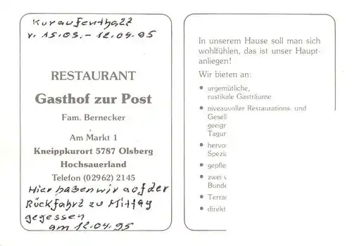 AK / Ansichtskarte 73919646 Olsberg_Sauerland Restaurant Gasthof zur Post Apotheke am Markt
