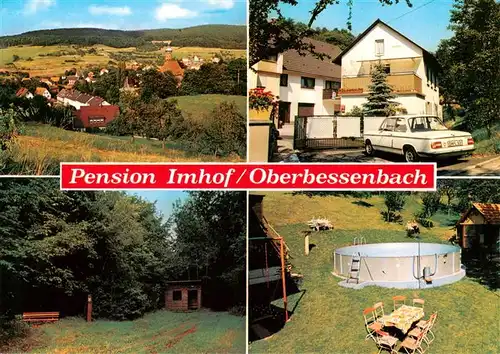 AK / Ansichtskarte 73919677 Oberbessenbach Pension Imhof Panorama Blockhaus Swimmingpool
