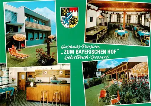 AK / Ansichtskarte 73919681 Geiselbach_Alzenau Gasthaus Pension Zum Bayerischen Hof Gastraeume Bar Park