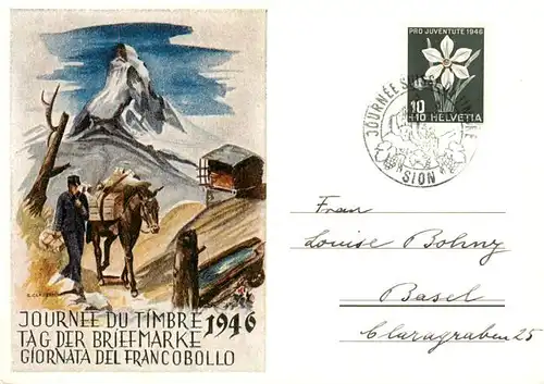AK / Ansichtskarte  Zermatt_VS Journee du Timbre 1946 Kuenstlerplakat