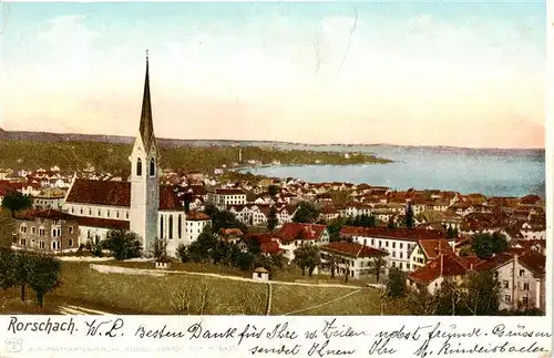 AK / Ansichtskarte  Rorschach_Bodensee_SG Panorama mit Kirche