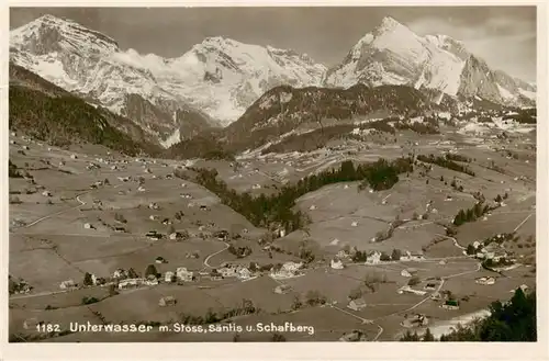 AK / Ansichtskarte  Unterwasser__Toggenburg_SG mit Stoss Saentis und Schafberg 