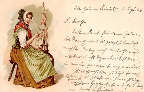 AK / Ansichtskarte  Glarus_GL Weberin in Landestracht