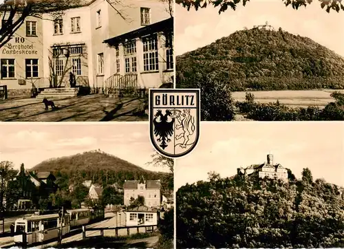 AK / Ansichtskarte 73919769 Goerlitz__Sachsen HO Berghotel Landeskrone Strassenbahn Panorama