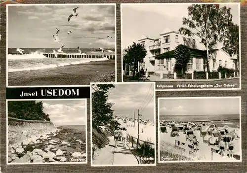 AK / Ansichtskarte  Insel_Usedom Strand Koelpinsee FDGB Erholungsheim Zur Ostsee Koserow ueckeritz Zempin