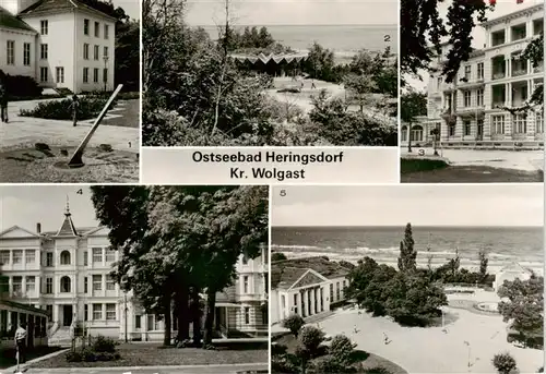 AK / Ansichtskarte  Heringsdorf__Ostseebad_Usedom Kurpromenade mit Sonnenuhr Ausstellungspavillon an der Promenade FDGB Erholungsheim Camara MBalia FDGB Ferienheim Einheit Kulturhaus am Strand