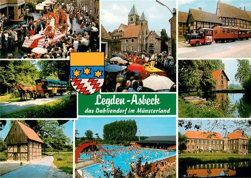 AK / Ansichtskarte 73919848 Legden Dahliendorf Pferdebus Markt Schwimmbad Baehnle Wasserschloss