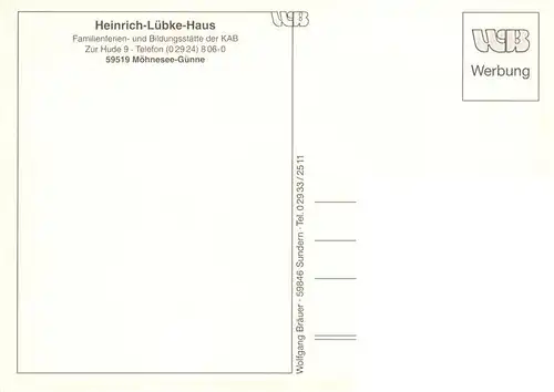 AK / Ansichtskarte  Guenne_Moehnesee Heinrich Luebke Haus Gastraeume