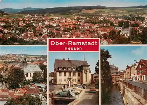 AK / Ansichtskarte  Ober-Ramstadt Fliegeraufnahme Kirche Rathaus Kanal