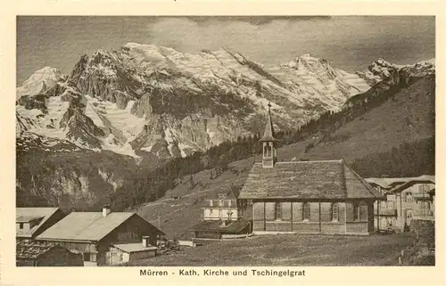 AK / Ansichtskarte  Muerren_BE Kath Kirche und Tschingelgrat