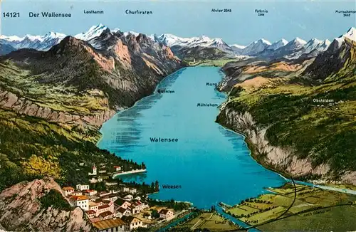 AK / Ansichtskarte  Wallensee_Walensee_SG Panoramakarte