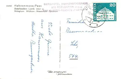 AK / Ansichtskarte  Hahnenmoospass_BE Adelboden Lenk Mittaghorn Wildhorn Niesenhorn Spitzhorn