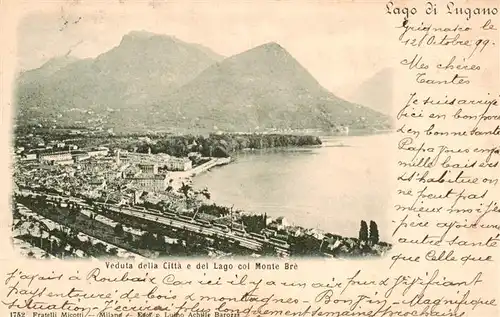 AK / Ansichtskarte  Lago_di_Lugano Veduta della Citta e del Lago col Monte Bre