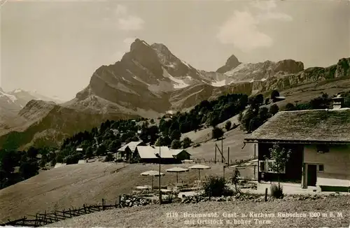 AK / Ansichtskarte  Braunwald_GL Gasthaus Pension Rubschen mit Ortstock und Hoher Turm
