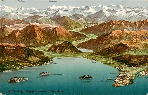 AK / Ansichtskarte  Sempione_Simplon_2500m_VS Panoramakarte mit Lago Maggiore