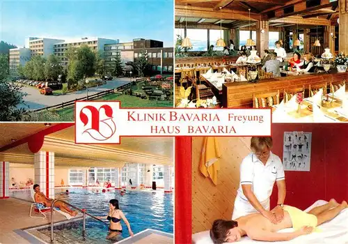 AK / Ansichtskarte 73920001 Freyung Klinik und Haus Bavaria Gastraum Hallenbad Massagen