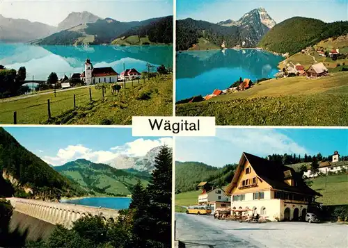 AK / Ansichtskarte  Innerthal_Innertal_SZ Gasthaus Stausee Waegital Kirche See Staumauer 