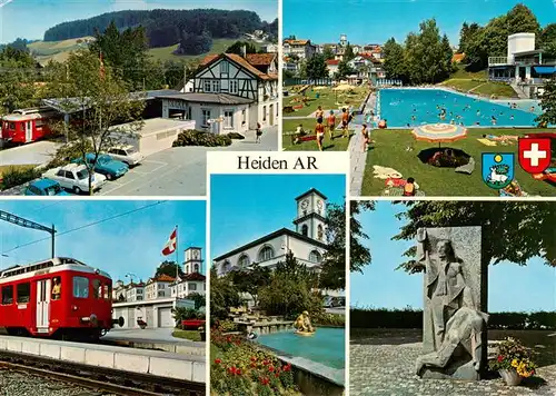 AK / Ansichtskarte  Heiden_AR Bahnhof Schwimmbad Bahn Park Skulptur