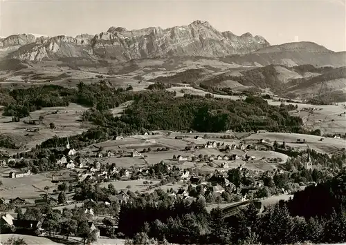 AK / Ansichtskarte  Teufen_AR Fliegeraufnahme mit Saentis