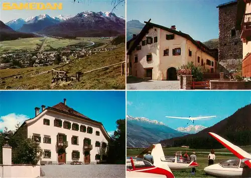 AK / Ansichtskarte  Samedan_Samaden_GR Panorama Gasthaeuser Segelflugplatz
