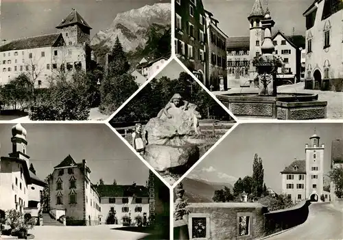 AK / Ansichtskarte  Maienfeld_GR Schloss Brunnen Ortspartien Park