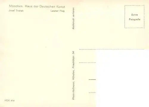 AK / Ansichtskarte  Haus_der_Deutschen_Kunst_Verlag_HDK_Nr. Nr.414 Josef Thorak Letzter Flug Muenchen