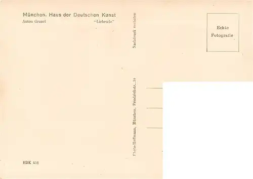 AK / Ansichtskarte 73920145 Haus_der_Deutschen_Kunst_Verlag_HDK_Nr. Nr. 451 Anton Grauel Liebende Muenchen