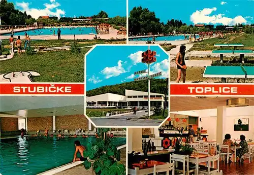 AK / Ansichtskarte  Stubicke_Toplice_Croatia Frei und Hallenbad Hotel Gastraum