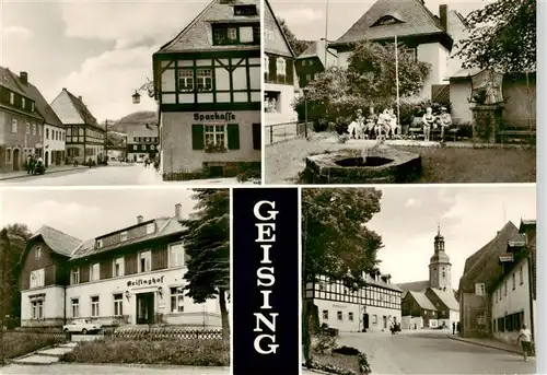 AK / Ansichtskarte  Geisingberg_821m_Altenberg_Erzgebirge_Sachsen Sparkasse Brunnen Geisinghof Strassenpartie