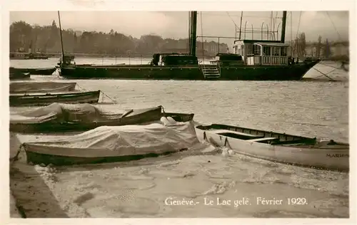 AK / Ansichtskarte  Geneve_GE Le Lac gele Fevrier 1929