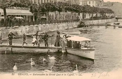 AK / Ansichtskarte  Geneve_GE Embarcadere du Grand Quai et les Cygnes