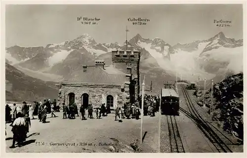 AK / Ansichtskarte  Gornergrat_Zermatt_VS Bahnhof Dt Blanche Gabelhorn Rothorn