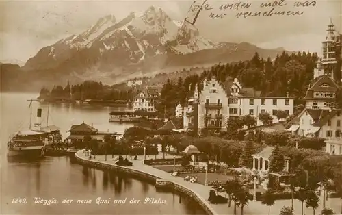 AK / Ansichtskarte  Weggis_Vierwaldstaettersee Neuer Quai und Pilatus