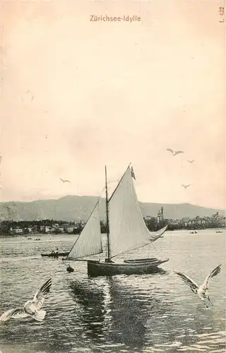 AK / Ansichtskarte  Zuerichsee_ZH Idylle mit Segelboot