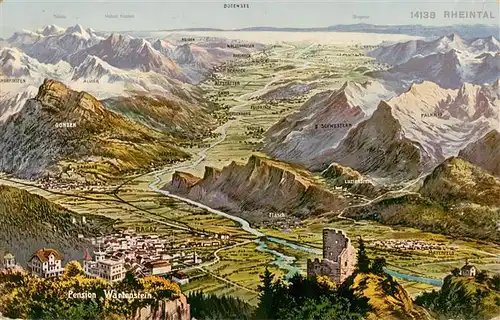 AK / Ansichtskarte  St_Moritz_Dorf_GR Panorama mit Pension Wantenstein und Schlossruine