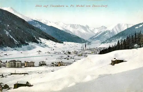 AK / Ansichtskarte  Davos-Dorf_GR Blick auf Tinzenhorn und Piz Michel