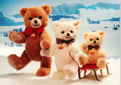 AK / Ansichtskarte  Teddy_Teddybaer_Teddy-bear Beddys Schliten Winter