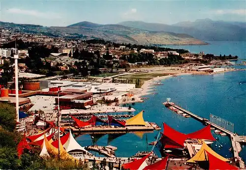 AK / Ansichtskarte  Ouchy_Lausanne_VD La nouvelle configuration des plage et du port LExposition Nationale et la riviera vaudoise