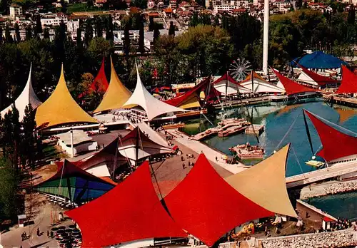 AK / Ansichtskarte  Ouchy_Lausanne_VD vue aerienne du quartier de cour et lamenagement des ports de lExposition Nationale